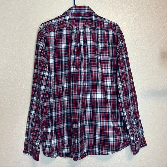 Vineyard Vines Flannel Shirt Mens Red Blue Plaid Slim Fit Whale Shirt Size 2XL - Picture 4 of 5